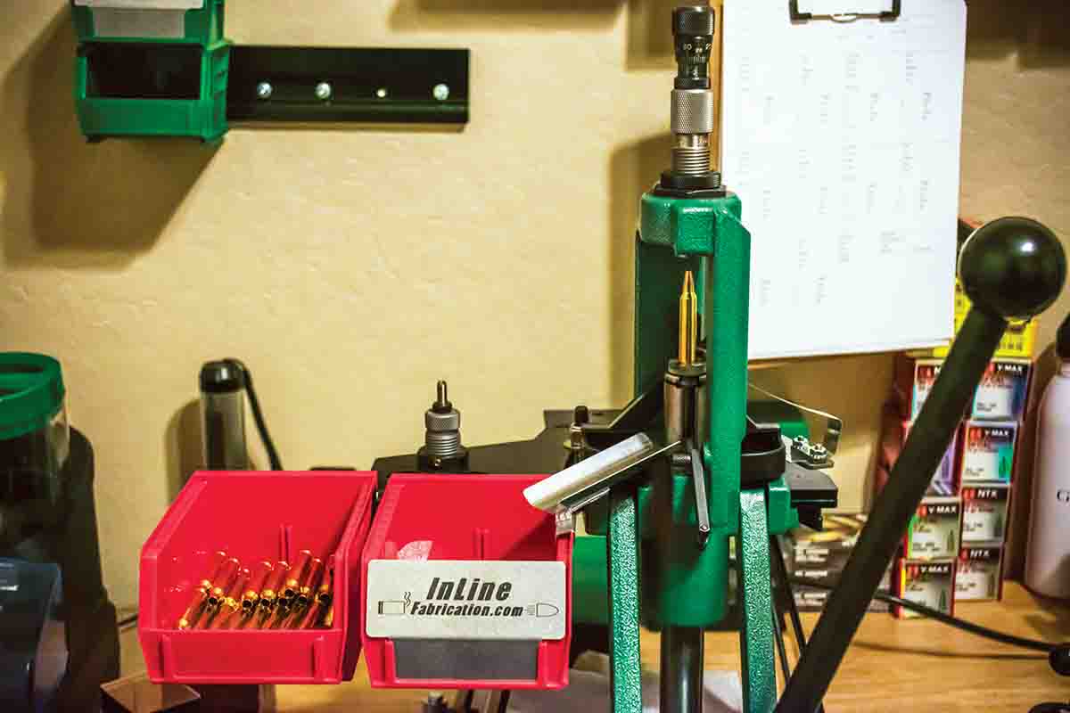 The case ejector system from Inline Fabrication greatly increases the speed and efficiency while sizing cases and seating bullets on a single-stage press. It was a perfect addition to the Ultramount with quick change base. These mounts also allow for ease of swapping between different reloading presses.